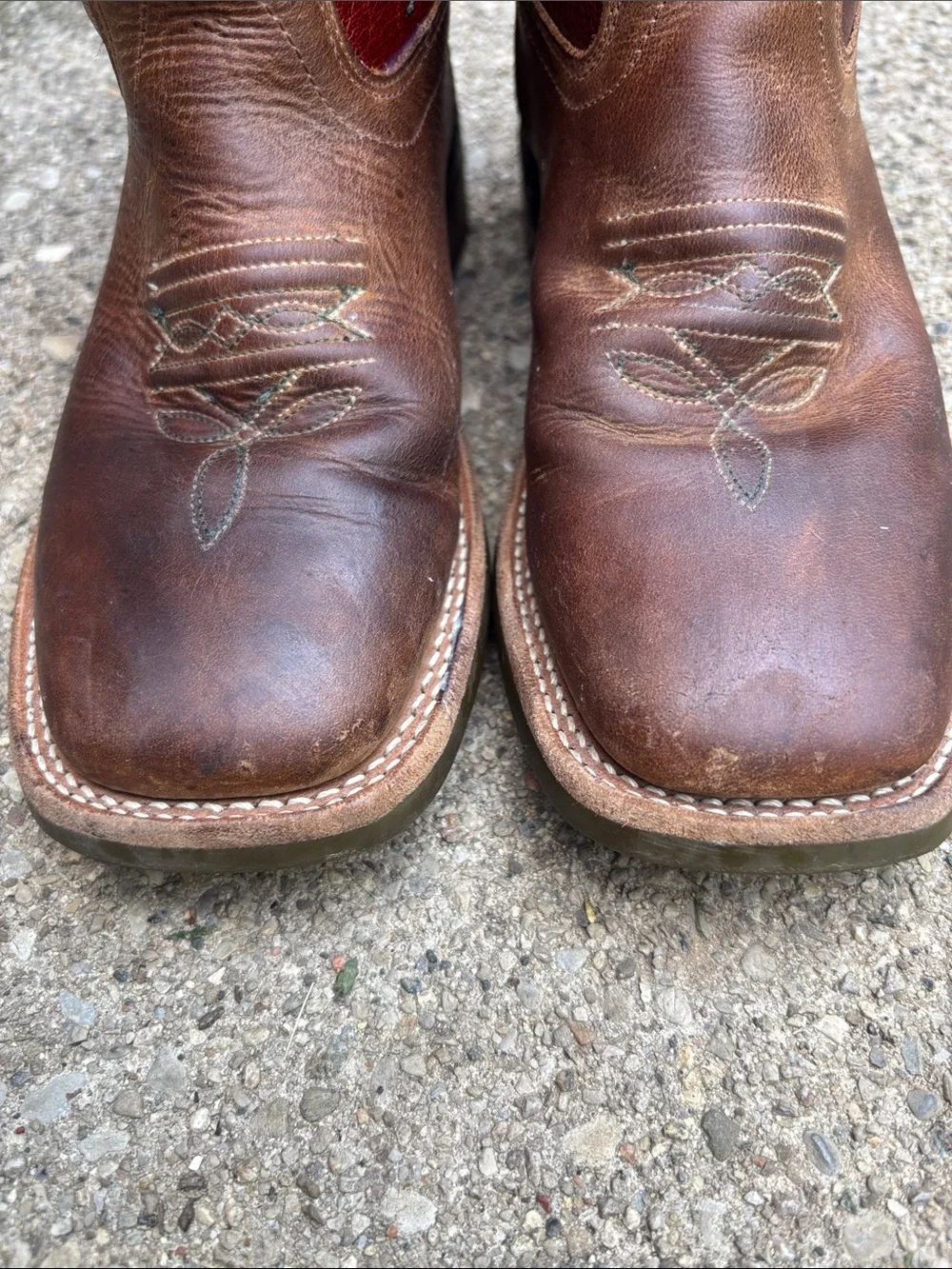Kids Brown & Red Western Pull-On Cowboy Boots